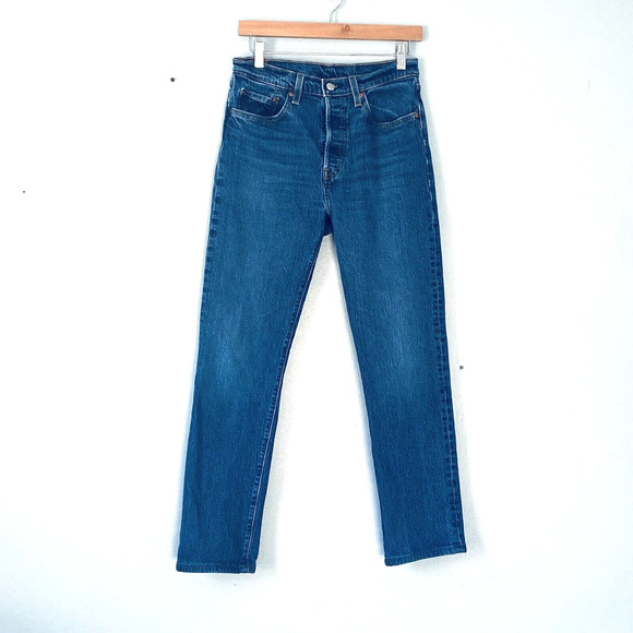 Levis 501 Jeans Size 27X32 Blue Denim Button Fly Classic Casual Western Indie - Picture 1 of 8